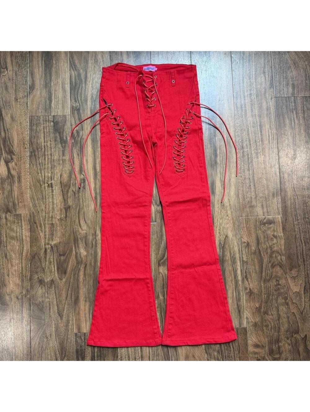 Y2K Edikted Laced Bootcut Flare Bell Bottom Pants Size Medium